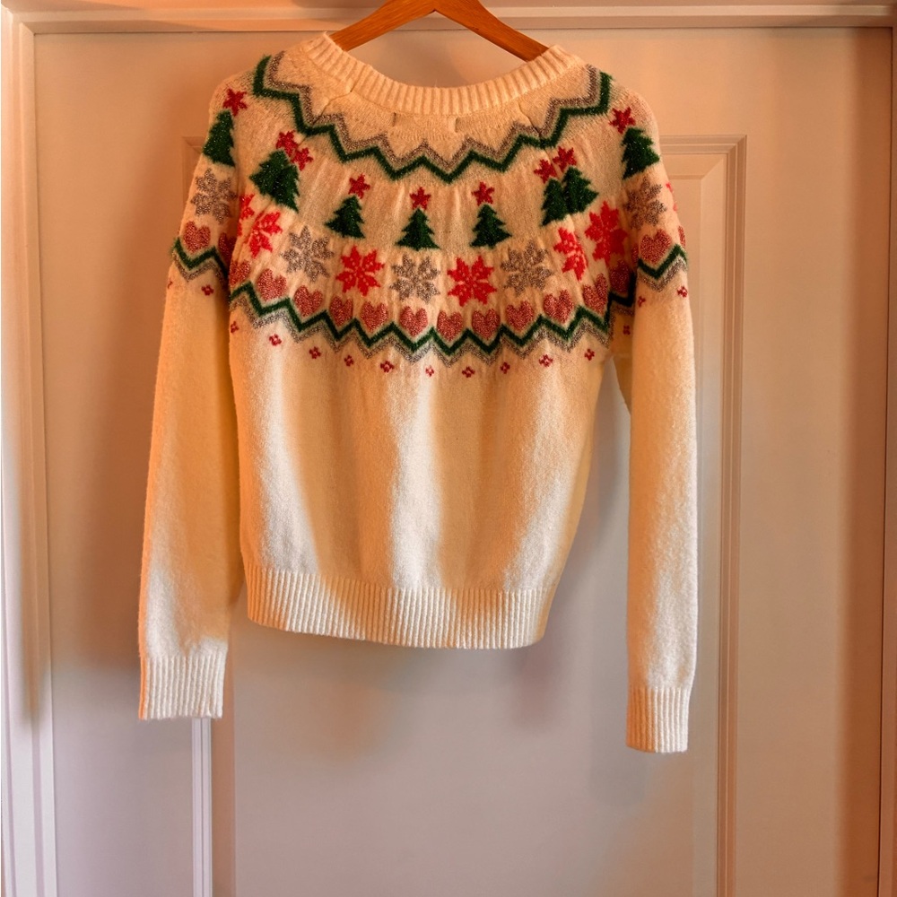 32 Degrees Cream Sweater with Festive Patterns - Picture 3 of 3